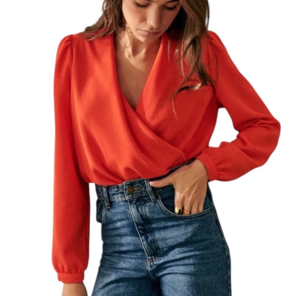 Sezane Tops - Sézane Abélia Blouse Orange Red Size 34 US 2